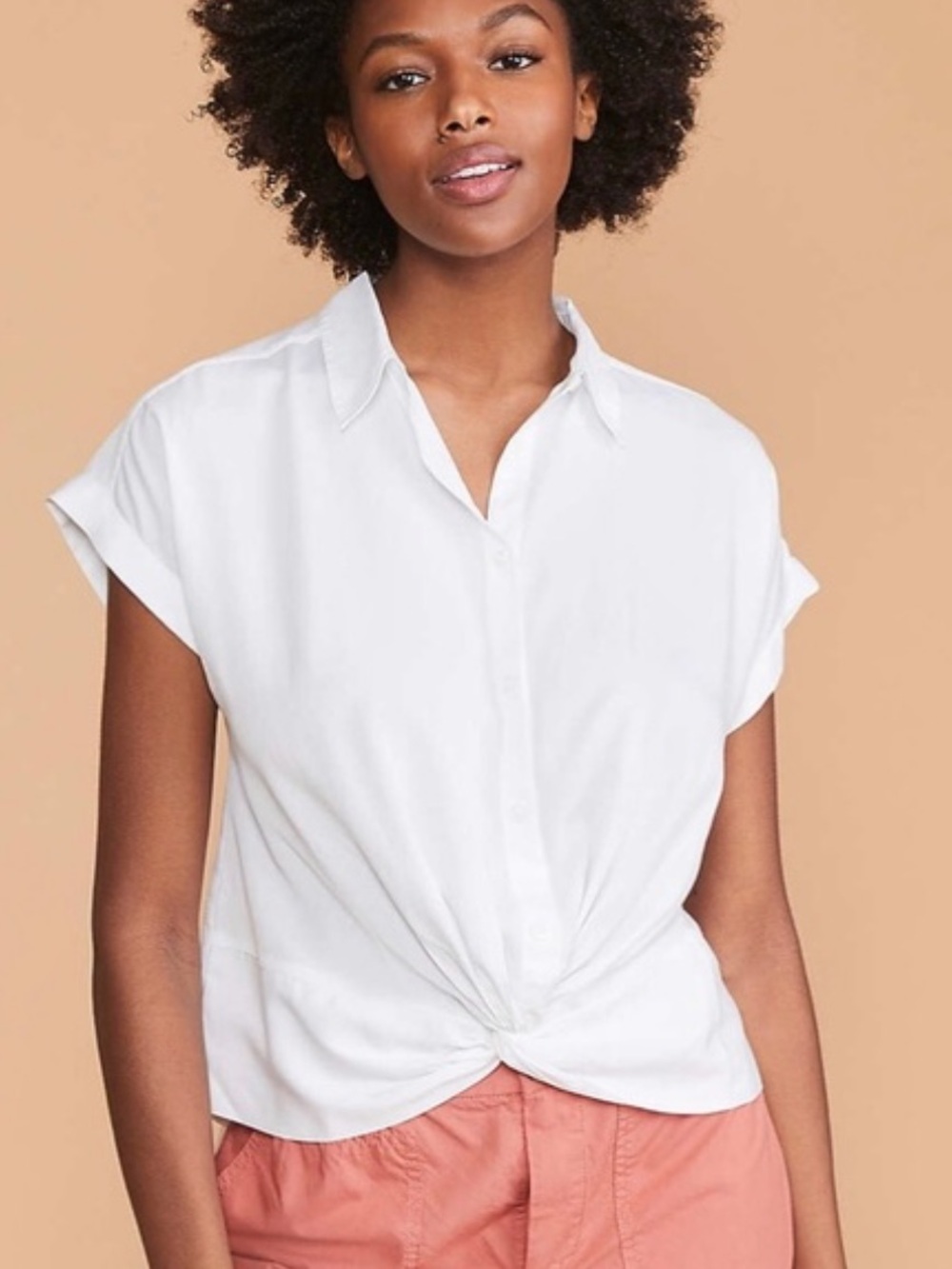 LOFT Lou & Grey Fluid Twill Twist Front Top